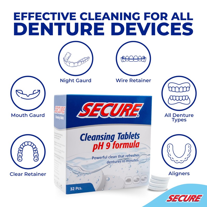 Secure Daily Cleansing Tablets - pH 9 Formula Thoroughly Cleans