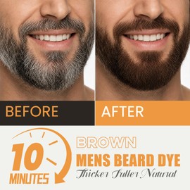 Men's Beard Dye 3 in 1, Brown Beard Hair Dye Shampoo for 100% Root Touch Up