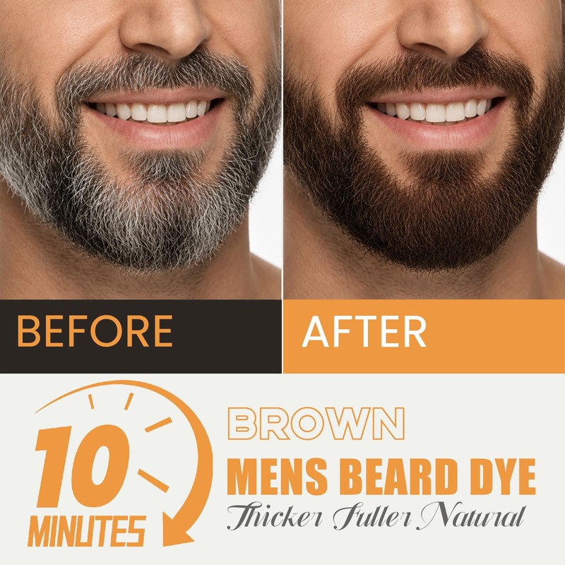 Men's Beard Dye 3 in 1, Brown Beard Hair Dye