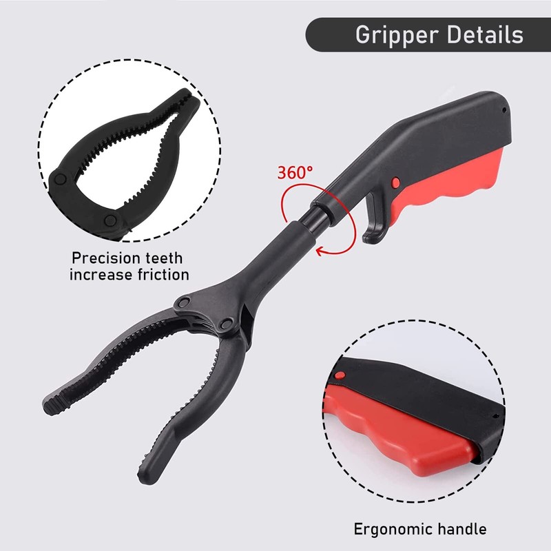 Diyxisk Pack of 2 Rubbish Tongs, Short, 28 cm, 360°