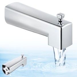 Enhon 7 Inch Slip on Tub Spout with Diverter, Compatible with Moen 3839/Moen 3853, Bathtub Diverter Spout Fits 1/2" Copper Water Tube(5/8" Diameter), 5/32" Hex Wrench(Chrome,Square)