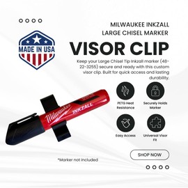 3D Printed Visor Clip for Milwaukee Inkzall Large Chisel Tip Marker – Holds 1 – PETG Marker Organizer for Truck & Van – Durable Interior Tool Holder for Tradesmen, Contractors – Made in USA