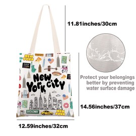 MYSOMY New York Canvas Tote Bag New York Trip Gifts New York Grocery Bag New Yorker Shopping Bag New York Reusable Bag (New YorkTB)