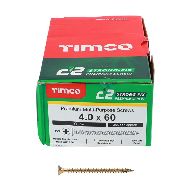 TIMCO C2 Strong-Fix Multi-Purpose Premium Countersunk Gold Woodscrews - 4.0