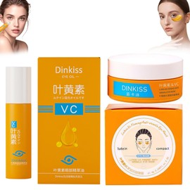 Eye Care Set with Lutein Anti-Wrinkle Serum Oil and VC Lutein Eye Pads Against VC Lutein Eye Oil, Anti-Ageing Eye Serum, Against Dark Circles, Reduce Fine Lines, Relieve Fatigue