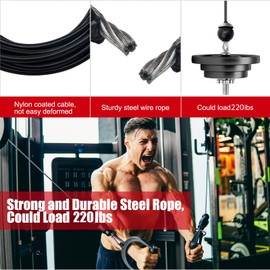 Fitness Pulley Cable, Replacement Cable Machine Accessories, Cable Pulley Attachments for Gym,Heavy Duty Steel Wire Rope for Home Gym Cable Pulley Machine, Steel Wire Rope with Rubber Stopper Ball