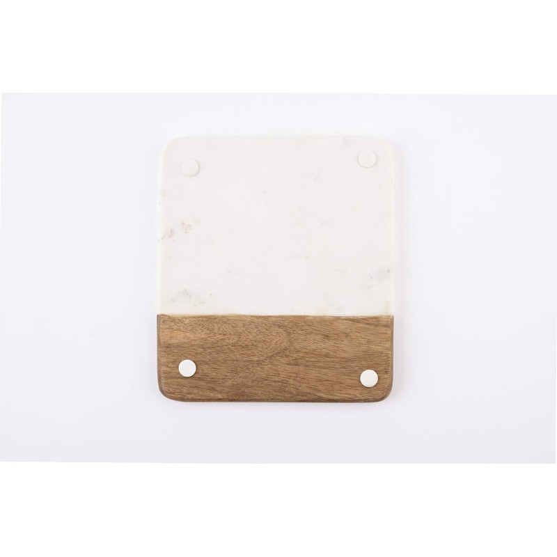 Mud Pie Marble and Wood Serving Board and Spreader, White