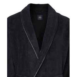 THE SAVILE ROW COMPANY LONDON Men's Lightweight Super Soft Warm Fleece Bath Robe Dressing Gown - Black - XX-Large