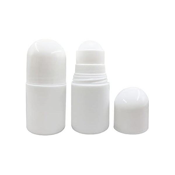Hehglng 2 Pcs 30ml White Empty Refillable Roll On Bottles