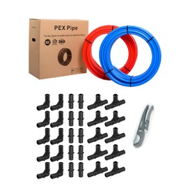 EFIELD 2 Rolls x 100 ft (200 Ft) 1/2 Inch Pex-b Pipe/Tubing, 30 Pcs 1/2-inch Barb Crimp Poly PPSU Pex Fittings, Pipe Cutter (1/2-inch)