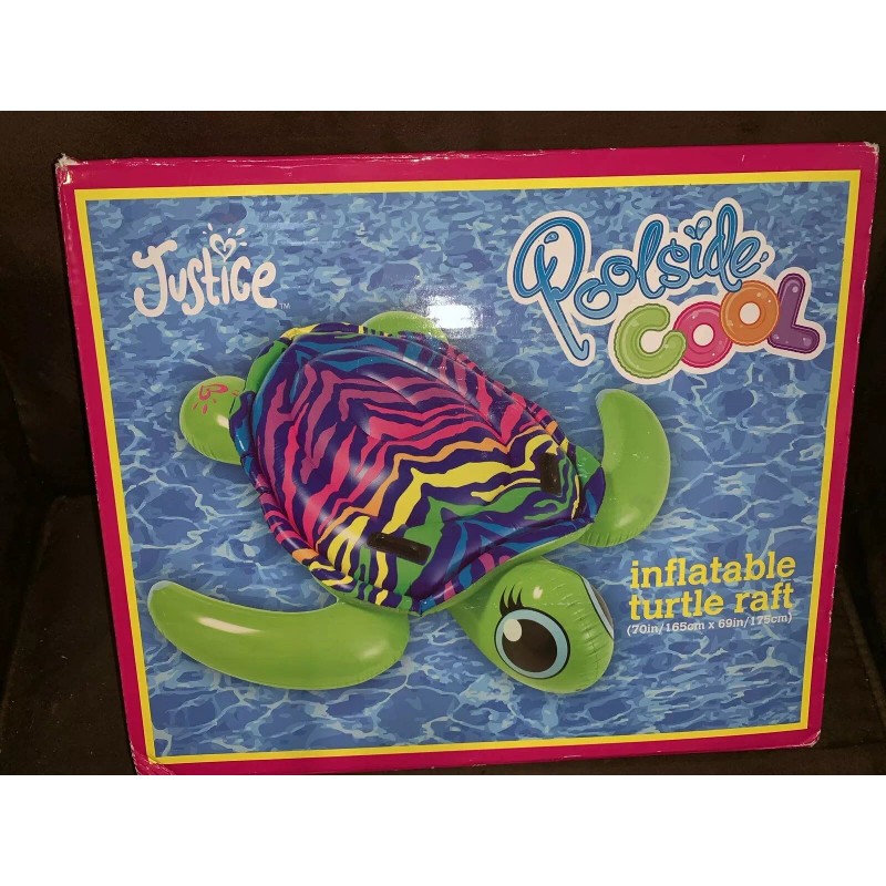 JUSTICE TURTLE GIANT INFLATABLE RAFT POOLSIDE COOL 70” X 69”