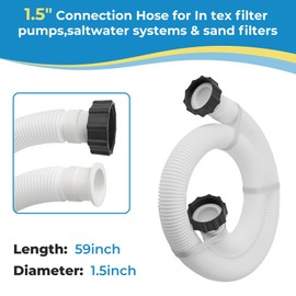1.5 inch Pool Pump Hose Replacement for Coleman Intex Sand Filters & Saltwater Systems Above Ground Pool Hose with 1500 to 2500 GPH Filter Pumps 29060E, 59" Long（2 Pcs）