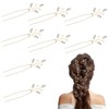 8Pcs Pearl Decor U-Shaped Gold Bobby Pins | Exquisite Bridal