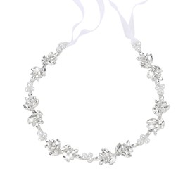 TIOSRU Wedding Headpiece for Bride Silver Crystal Wedding Headband for Bride Flower Girl Rhinestones Hair Accessories for Birthday Party Prom First Communion