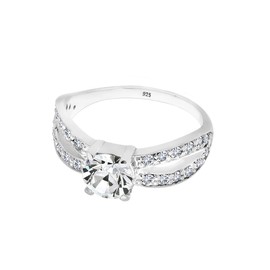 Elli Women's Ring Solitaire Glamorous with Crystal, 54, Silver, Crystal