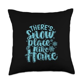 Snow winter cold ice frost season winter sports There's Snow Place Like Home Winter Tobogganing Throw Pillow, 18x18, Multicolor