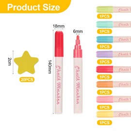 8 Pieces Liquid Markers and 20 Pieces Star Magnets, Writing Supplies, Painting Tools, Erasable Markers, DIY Craft Accessories