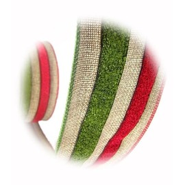 The New by The Yard Christmas Red Green Rustic Wired Wide Ribbon 4" W Perfect for Crafting, Gift Wrapping, and Decorating Ribb1w00988