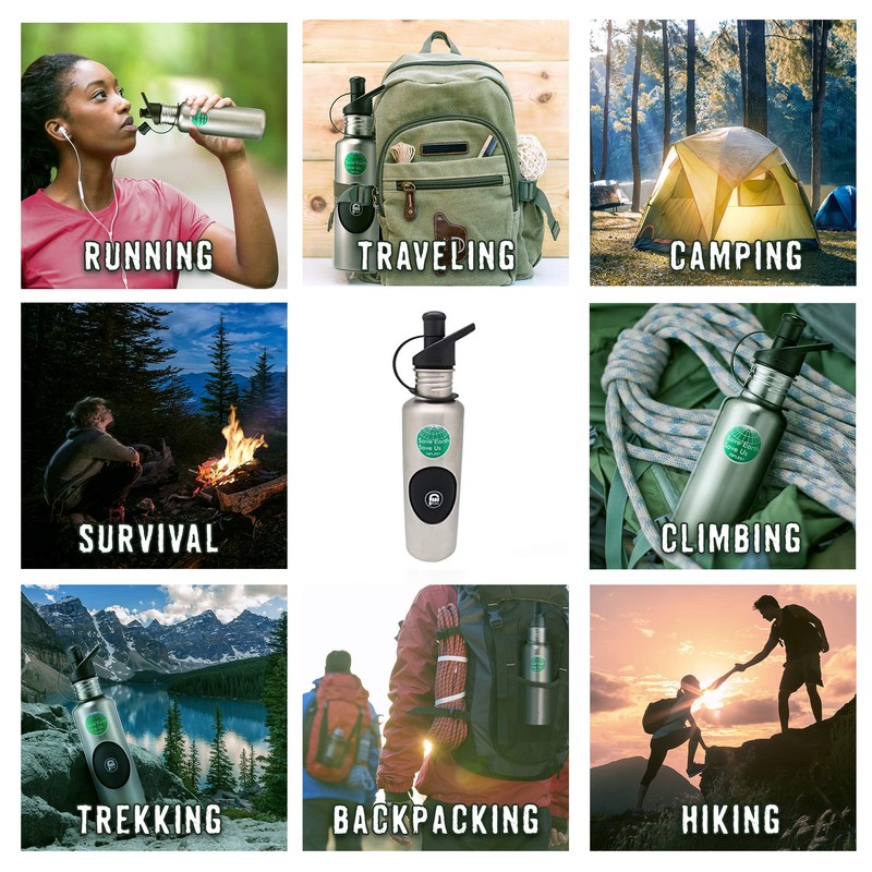 RIPURI クラシックパワーポンプ 27オンス ステンレススチール フィルターボトル ウォーターボトル ホーム オフィス アウトドア キャンプ