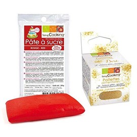 Red sugarpaste 100 g + Edible Golden Glitter