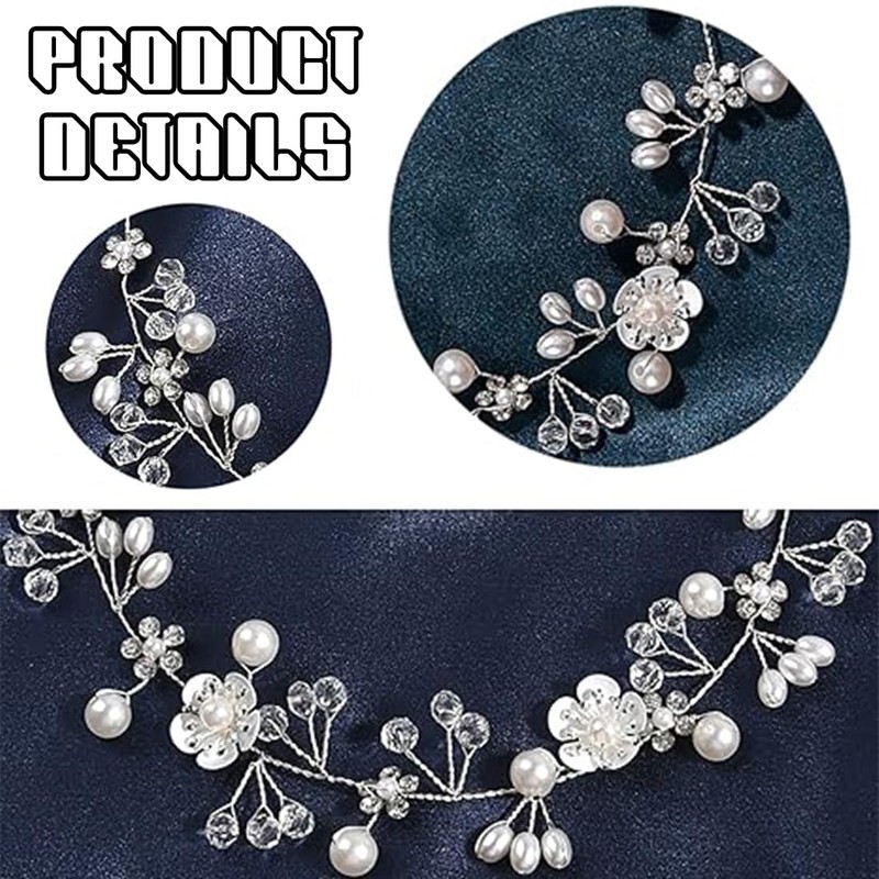 BIKPRST Bridal Crystal Beads Bohemian Headpiece Leaves Vine Flower Wedding