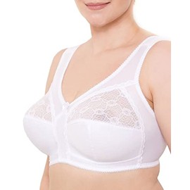 Wireless Plus Size Bra Wide Strap Unlined Minimizer Full Coverage 36 38 40 42 44 46 48 50 52 / C D E F G H I (42E/DD, White)