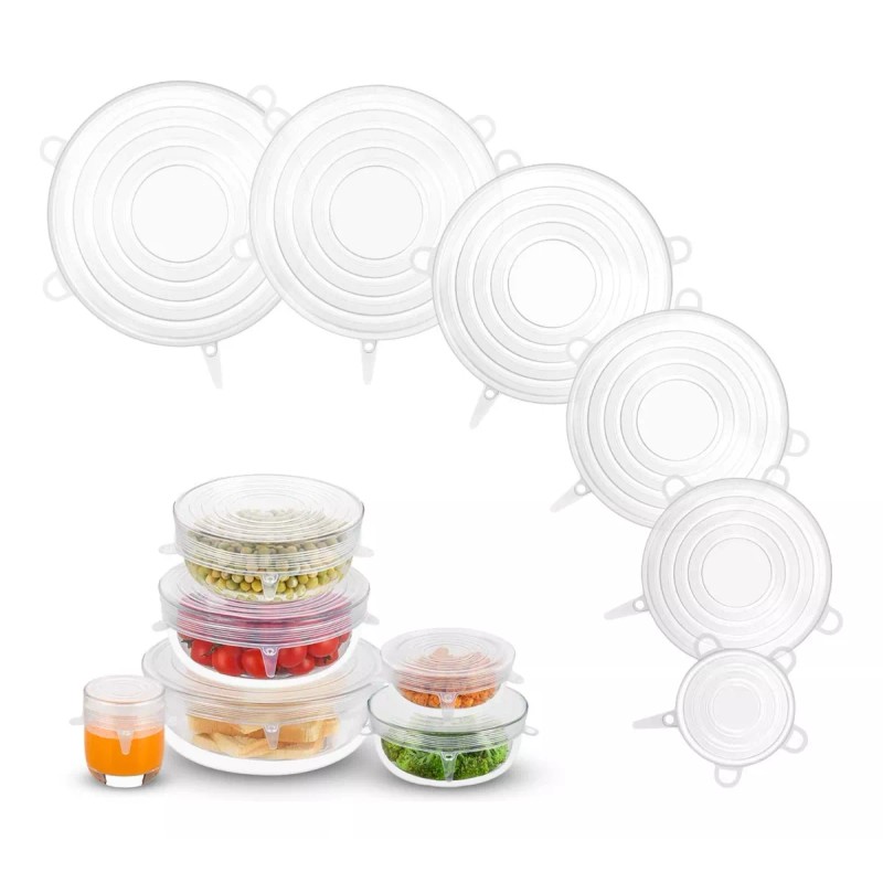SANBREVE Tapas Reutilizables Herméticas De Silicona Flexible 12 Pzas