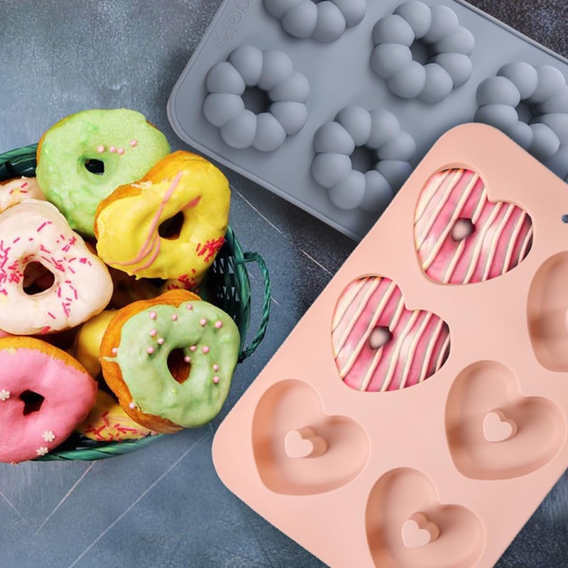 USJUTDOO 3 Pack Silicone Donut Pan for Baking Donut Maker,