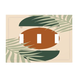 Vintage Boho Sun Leaf 3 Gang Light Switch Plate Cover Decorative Triple Toggle Wall Plate Electrical Faceplate for Home Wall Panel Decor Switchplate