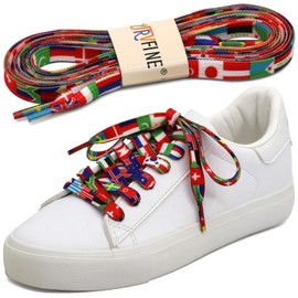 YJRVFINE Gradient Rainbow Shoelaces Fashion Colorful British Style Shoestring Flag Shoe Laces String(1 Pair) 47.24"