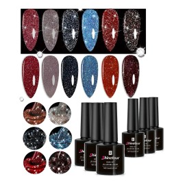 Esmalte Uñas Gel Diamante Reflectante Brillante Purpurina