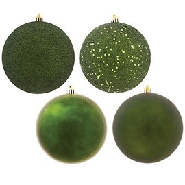 Vickerman 3" Moss Green 4-Finish Ball Ornament Assortment, 16 per Box