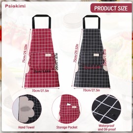 2 Pack Kitchen Aprons, Waterproof Cooking Apron with Pocket, Adjustable Chef Apron Cooking Bib Wipeable Hands Kitchen Aprons Kitchen Bib for Women Men Cooking BBQ Baking Gardening