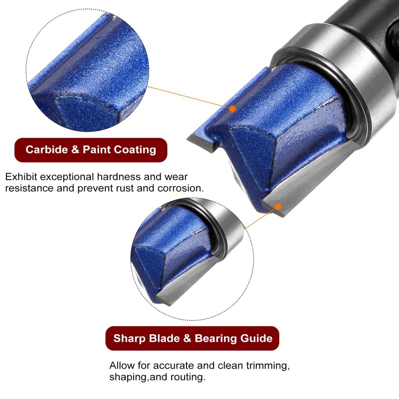 sourcing map 2pcs Pattern Flush Trim Router Bit 1/4" Shank