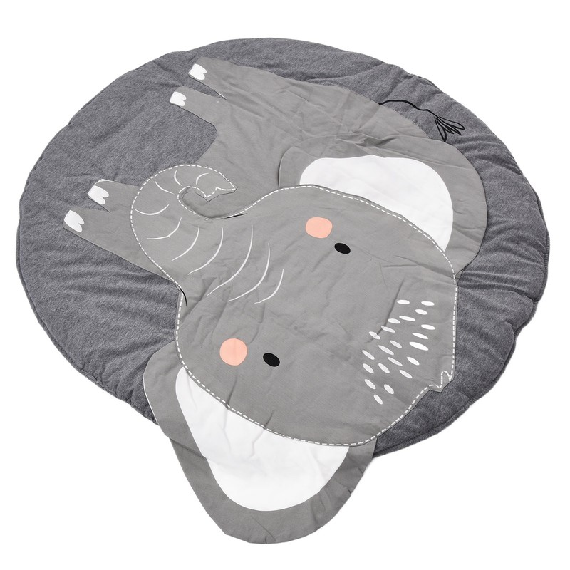 Baby Play Mat Round Cartoon Elephant Pattern Soft Cotton Decoration