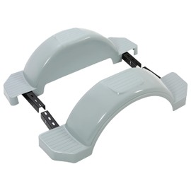 HECASA Gray Pair of Single Axle Trailer Fenders Compatible with 13" Wheels Tire Skirt Boat - 39.7" long x 8.8" wide x 11.4" tall