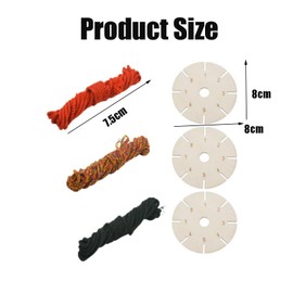 fufupaw Pack of 3 Wooden Knotting Stars, Latch Star with 3 Cotton Ropes, Ideal for DIY Bracelets, Friendship Bracelets and Bead Weaving, Perfect for Gifts, School, Home and Festivals