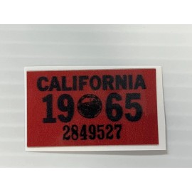 1965 California License Plate Registration Sticker, YOM, CA DMV show car