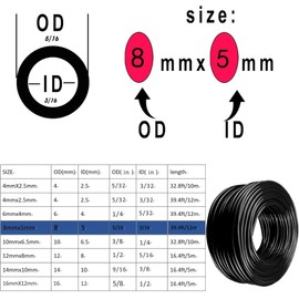 AOPANDA PNEUMATIC Black 8mm or 5/16 OD 5mm ID Polyurethane PU Air Hose Pipe Tube Kit 10 Meter 32.8ft