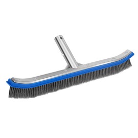 18" Pool Brush Head, Heavy Duty Brush for Cleaning Walls and Floors, Stainless Steel Bristles with Aluminum Back, Curved Ends for Corners, Swimming Pool Brushes for Tiles & Steps