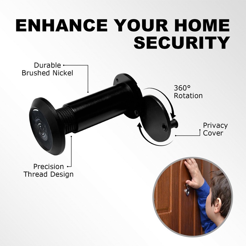 MEINUOKA 200°Wide Angle Door Viewer Peephole with Privacy Cover, Fits