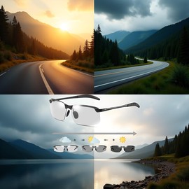 Htppzjr Photochromic Polarized Sunglasses UV400 Sports Sunglasses Day Night Glasses Ultralight Cycling Sports Outdoor Accessories