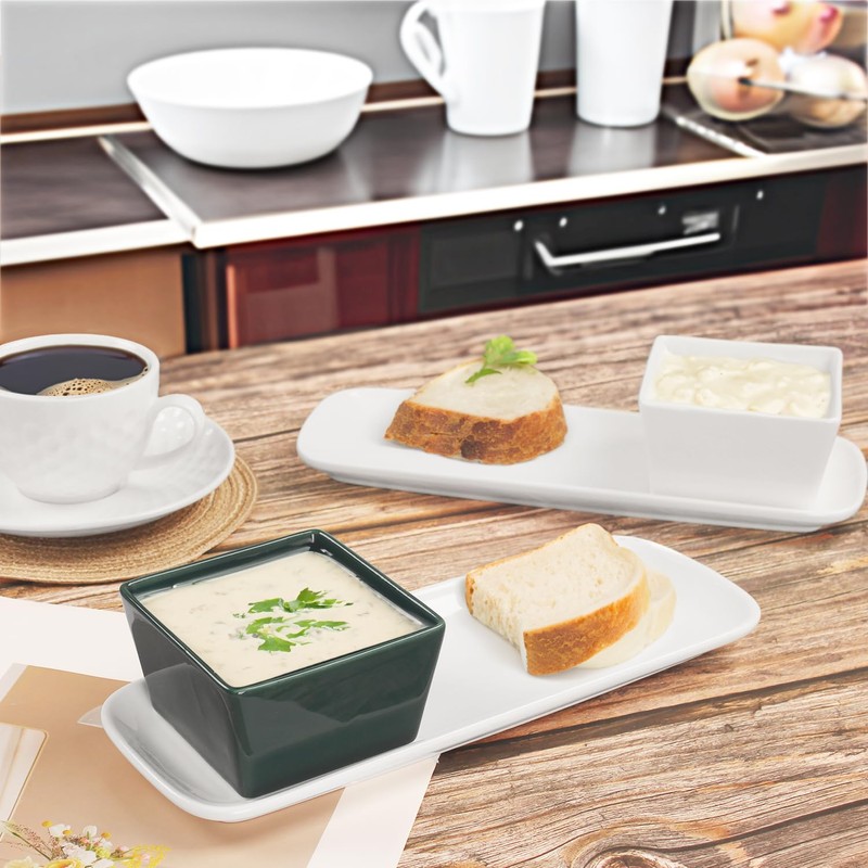 jinsongdafa Soup and Sandwich Plate Combo, 7 oz Dip/Soup Bowl