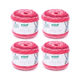 Gründl Lolly Pop Crochet and Knitting Yarn (Wool-Like and Washable Universal Yarn, 100% Polyacrylic, 150 g/240 m, Needle Size: 5 - 6, 4 x 150 g), Pink Swirl, 24 x 24 x 10 cm
