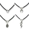 Silver1 Pendant, Leather Choker, Black, 0.2 inches (4 mm), Stainless