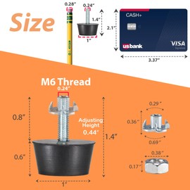 NEWBYTEK M6 Thread Furniture Feet Levelers, 8 PCS Adjustable Leveling Feet Screws in Threaded Furniture, Floor Protection Feet Glides Adjuster for Tables Chairs Cabinet Patio Furniture Legs