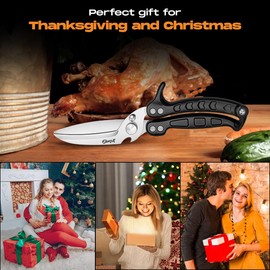 Poultry Shears Heavy Duty Professional, Kitchen Shears for Food, Kitchen Scissors Heavy Duty, Food & Meat Scissors, Dishwasher Safe Chicken Cutters. Spring Loaded, Black