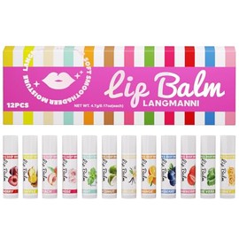 Juego de bálsamo labial natural de 12 sabores, paquete variado de cuidado labial hidratante con cereza, coco, aloe vera, miel y más – Hidratante labial orgánico para labios secos y agrietados, seguro