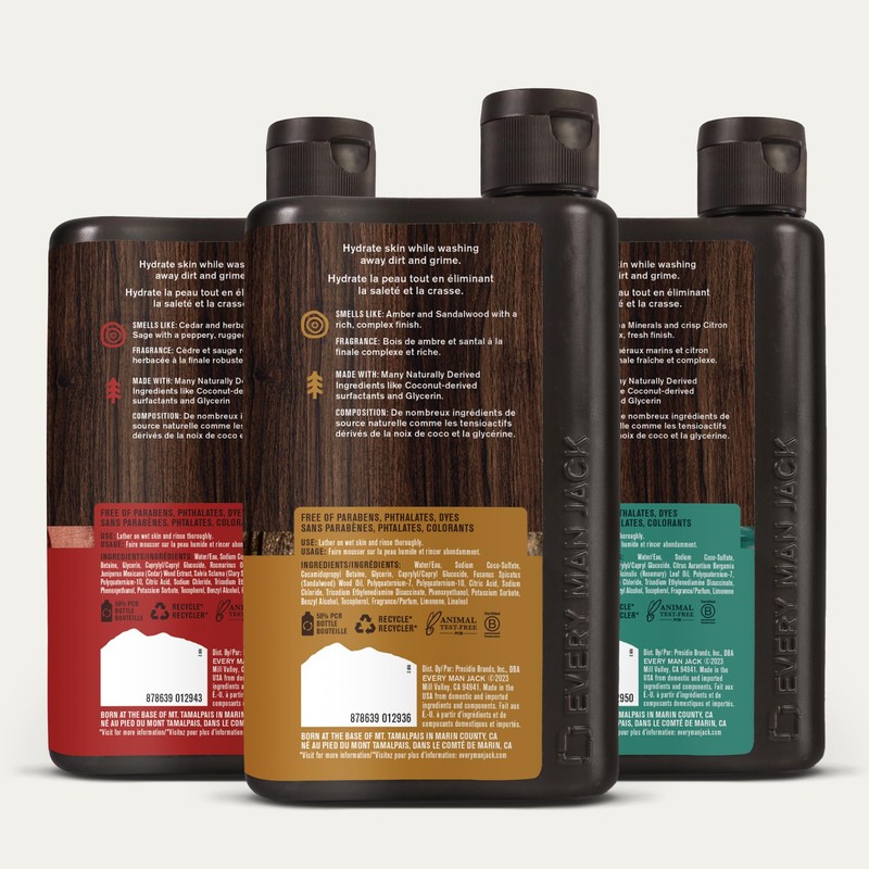 Every Man Jack Men's Body Wash Variety Pack - Includes