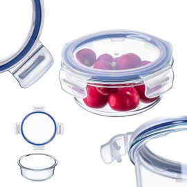 KADAX Glass Container with Lid, Food Container, Dishwasher Safe Food Container, Lockable Food Storage Container, Storage Container (Round 400 ml)